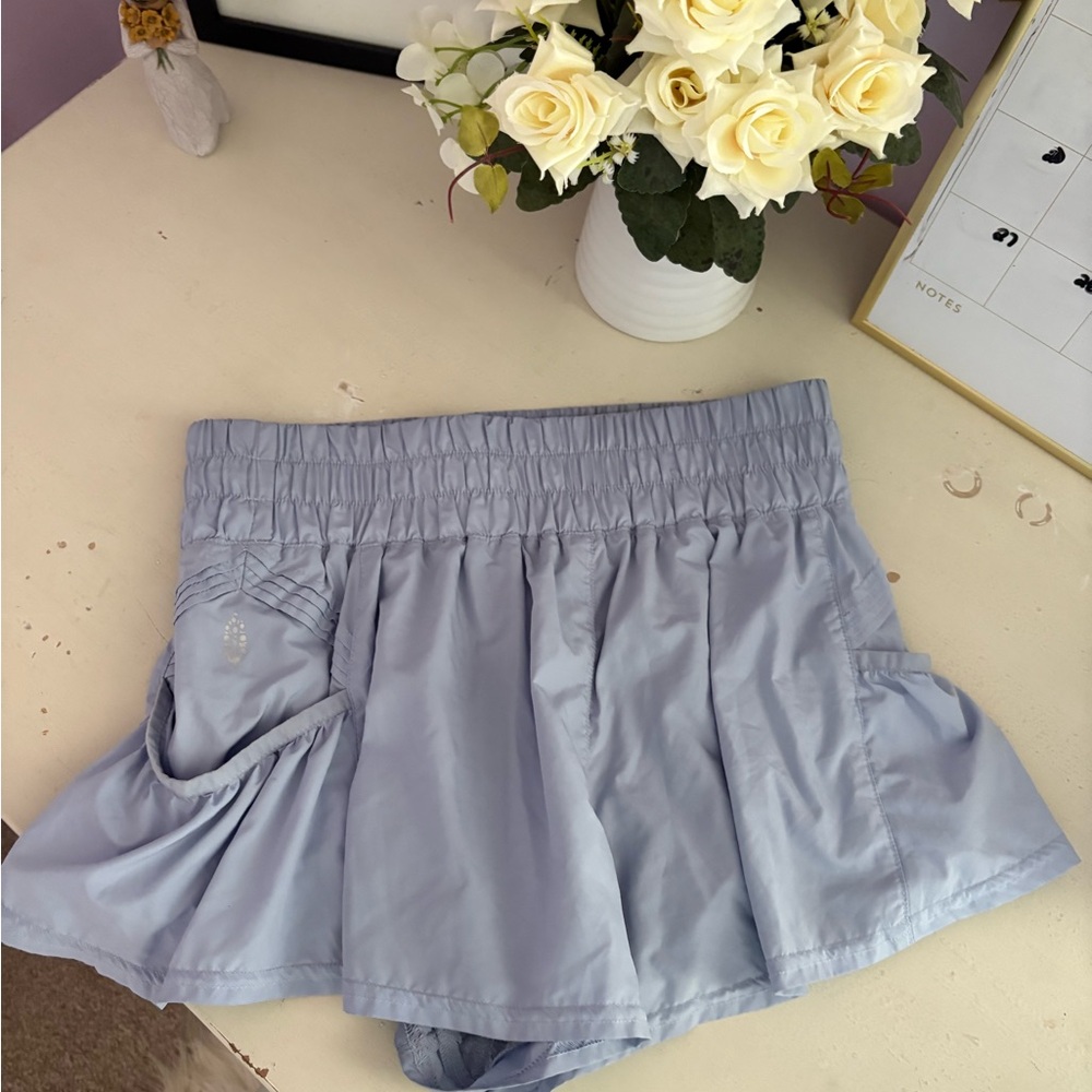 Blue free people Shorts with Elastic Waistband and Flowy Design